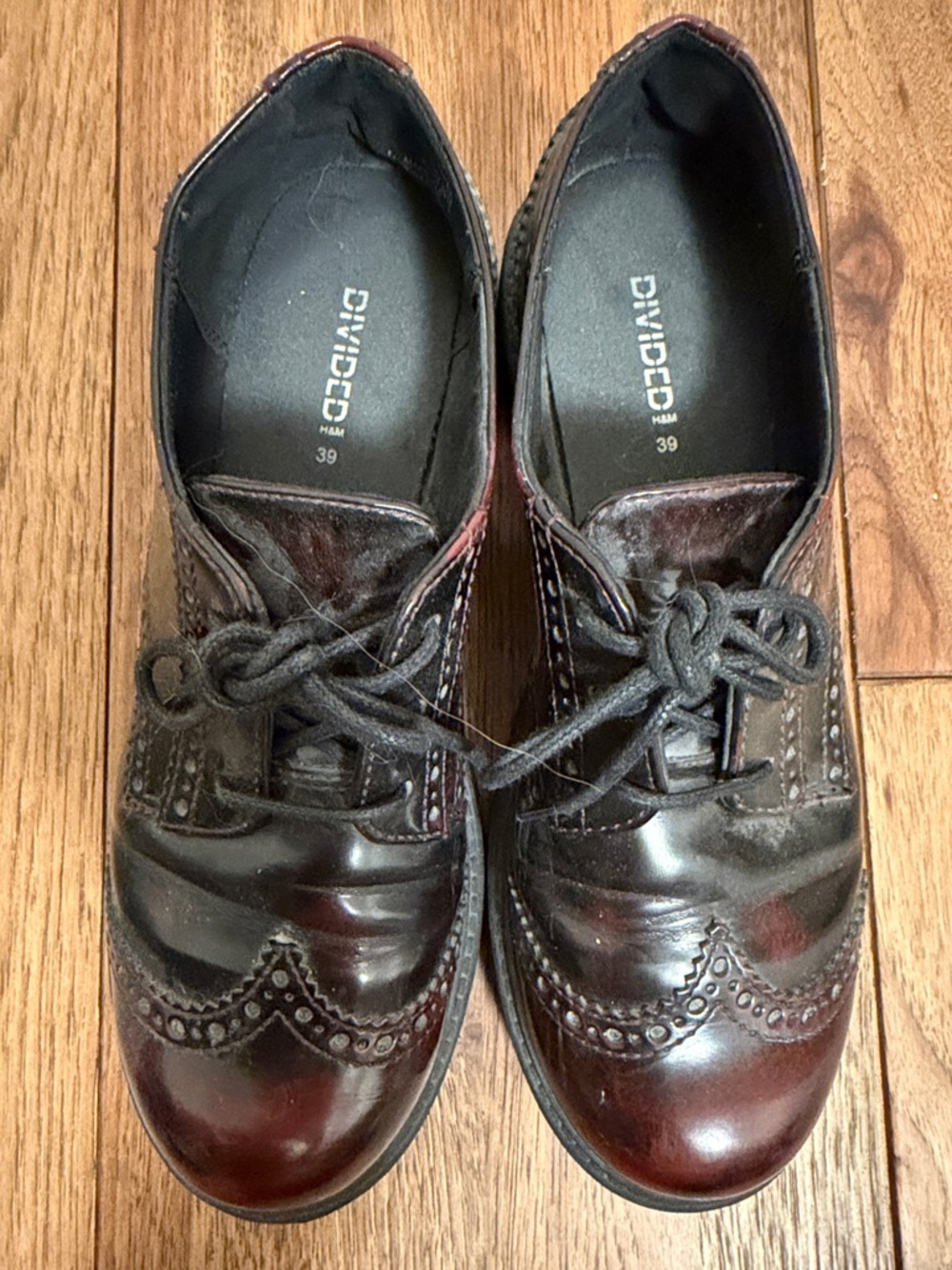 H&M Divided Burgundy Oxblood Brogue Oxford Shoes Size 39 (US 8.5)